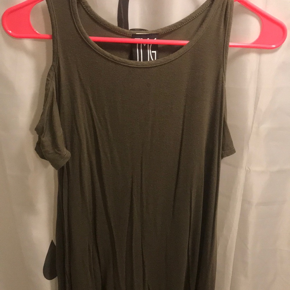 Green cold shoulder dress
